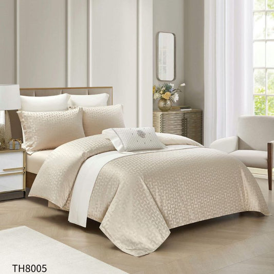 Lenjerie de pat dublu, Jacquard Finetat, cu elastic, 4 piese, 100% bumbac | 0358-PV