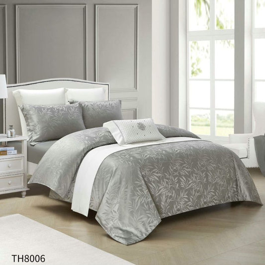 Lenjerie de pat dublu, Jacquard Finetat, cu elastic, 4 piese, 100% bumbac | 0359-PV