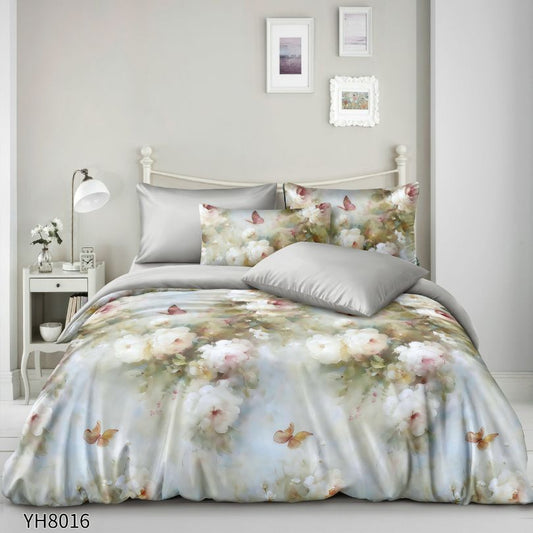 Lenjerie de pat dublu, Satin Extra Fin, cu elastic, 4 piese, 100% bumbac | 0330-PV