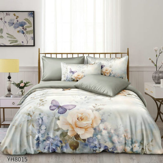 Lenjerie de pat dublu, Satin Extra Fin, cu elastic, 4 piese, 100% bumbac | 0331-PV