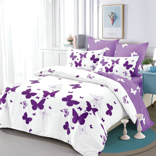 Lenjerie de pat dublu finet, 6 piese, 100% bumbac, fara elastic | 0281-PV