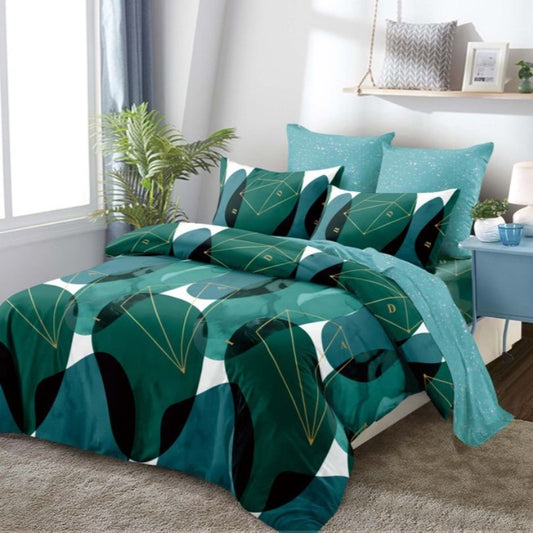 Lenjerie de pat dublu finet, 6 piese, 100% bumbac, fara elastic | 0288-PV