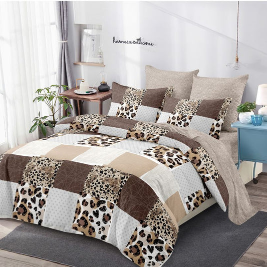 Lenjerie de pat dublu finet, 6 piese, 100% bumbac, fara elastic | 0290-PV