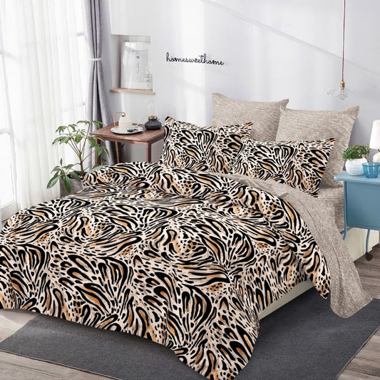 Lenjerie de pat dublu finet, 6 piese, 100% bumbac, fara elastic | 0292-PV