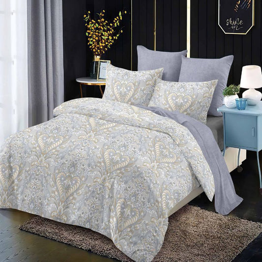 Lenjerie de pat dublu finet, 6 piese, 100% bumbac, fara elastic | 0296-PV