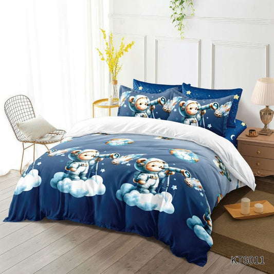 Lenjerie de pat pentru copii, Finet, 6 piese, cu ELASTIC, 100% bumbac | 0078-PV