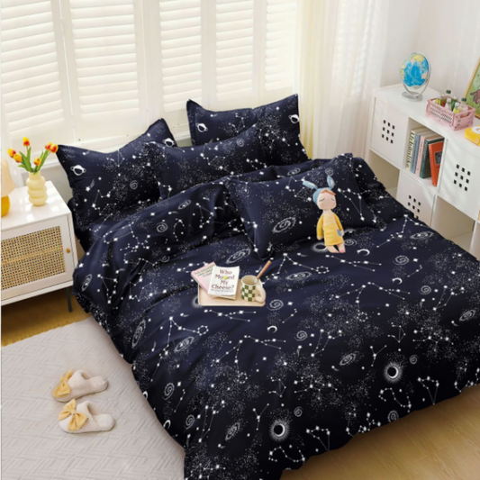 Set lenjerie de pat bumbac satinat 4 piese – Design rafinat și textură delicată, Cod 0003-S