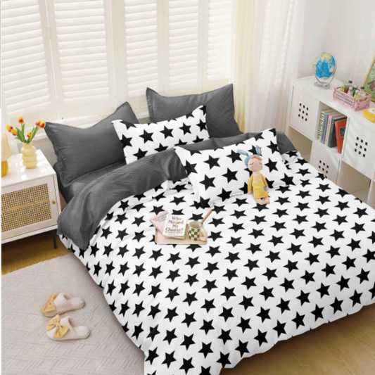 Set lenjerie de pat bumbac satinat 4 piese – Design rafinat și textură delicată, Cod 0004-S