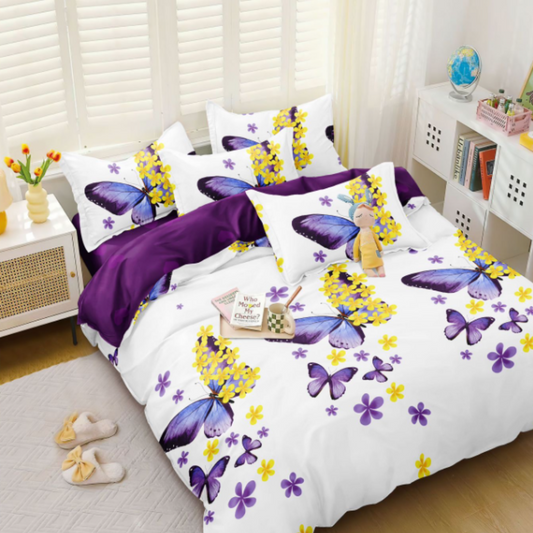 Set lenjerie de pat bumbac satinat 4 piese – Design rafinat și textură delicată, Cod 0007-S