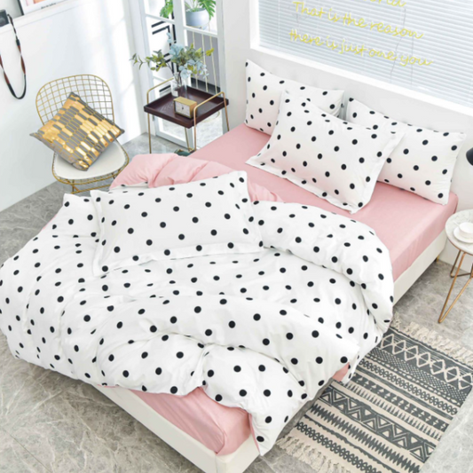 Set lenjerie de pat bumbac satinat 4 piese – Design rafinat și textură delicată, Cod 0017-S