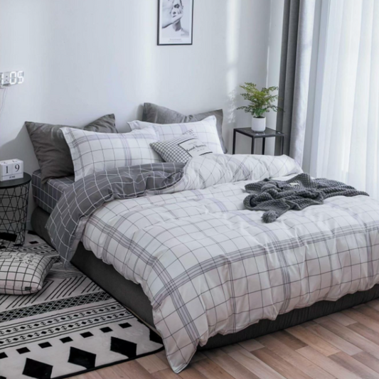 Set lenjerie de pat bumbac satinat 4 piese – Design rafinat și textură delicată, Cod 0024-S