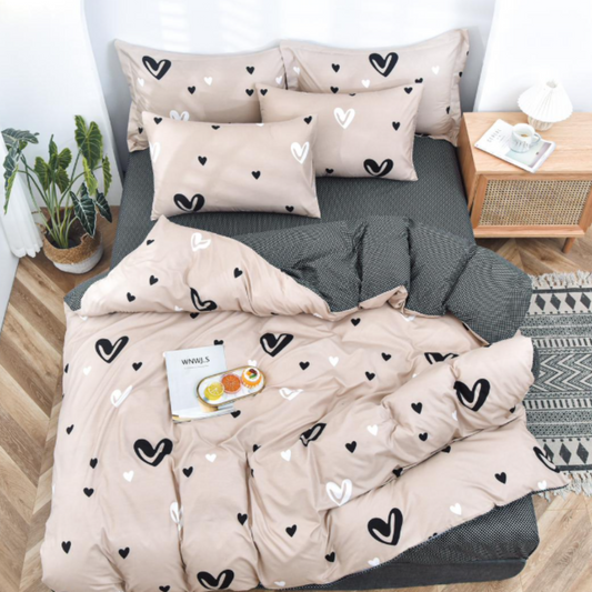 Set lenjerie de pat bumbac satinat 4 piese – Design rafinat și textură delicată, Cod 0065-S