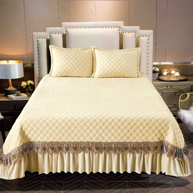 Cuvertura de pat catifea, 3 piese, ultra fina si eleganta, confort si stil modern | 2407-J 