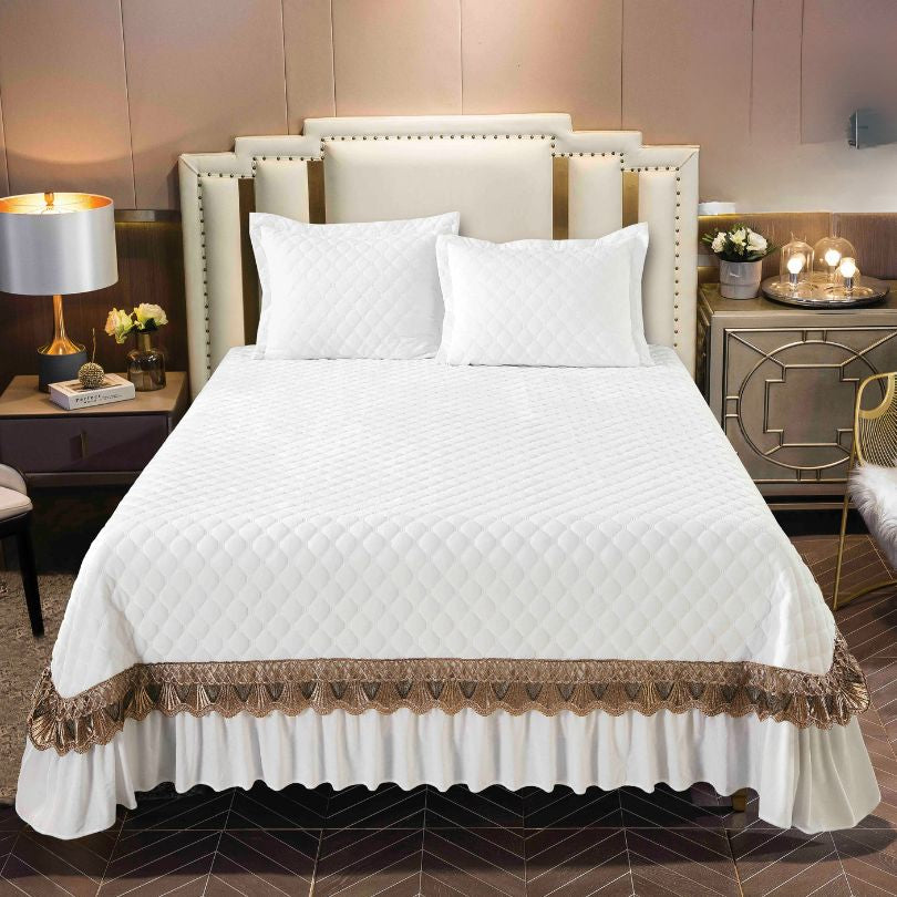 Cuvertura de pat catifea, 3 piese, ultra fina si eleganta, confort si stil modern | 2415-J 