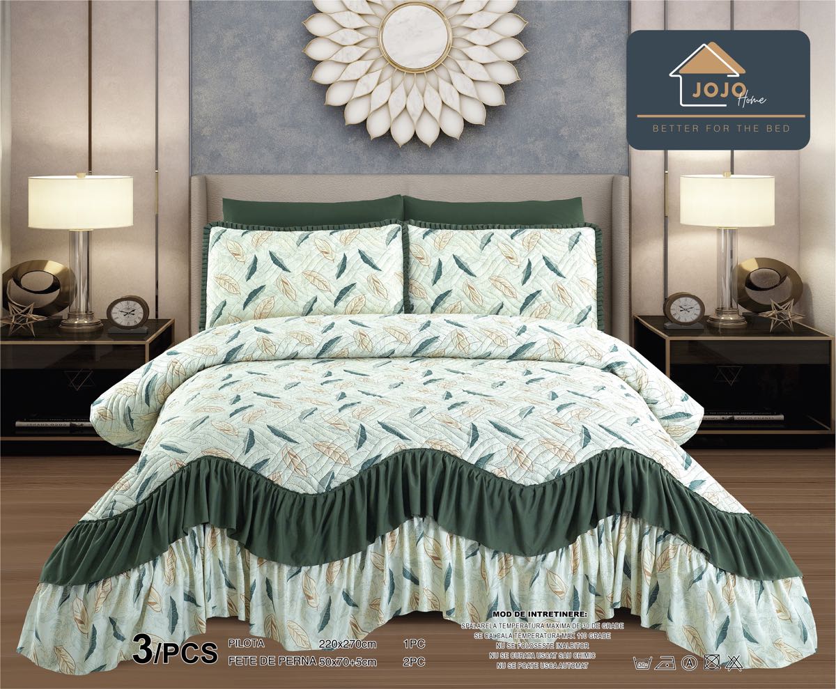 Cuvertura de pat finet – Set complet 3 piese pentru un dormitor elegant si confortabil | COD 1017-J