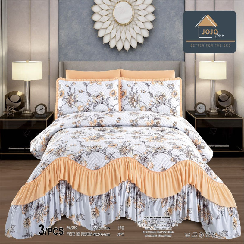 Cuvertura de pat finet – Set complet 3 piese pentru un dormitor elegant si confortabil | COD 1018-J