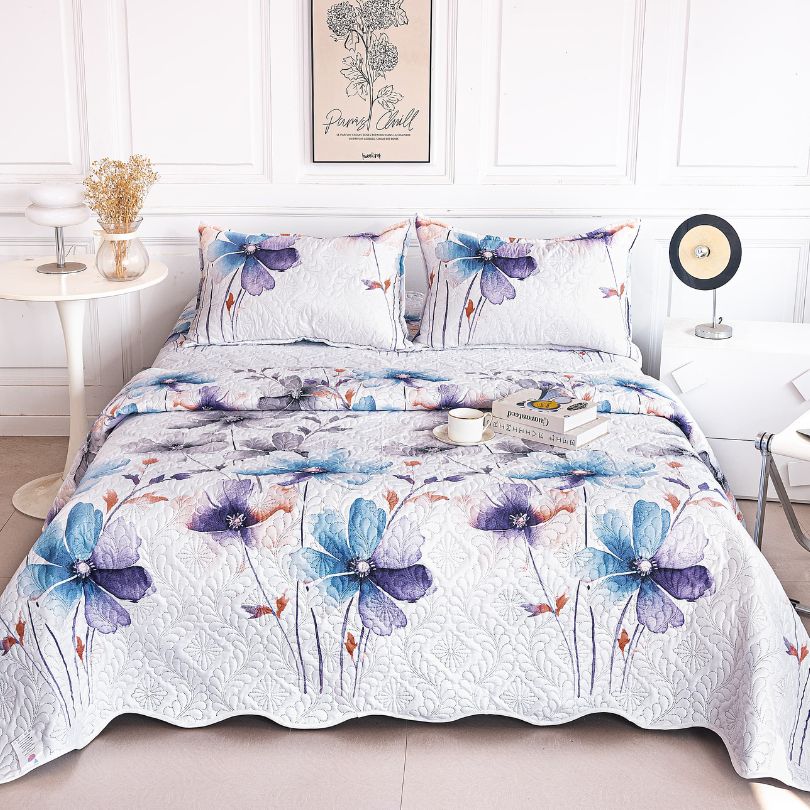 Cuvertura finet 3 piese, ultra moale, modern, cu 2 fete de perna asortate | 1117-CM 