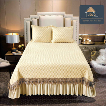 Cuvertura pat din Catifea - Set 3 Piese | Confort si Eleganta pentru Dormitor | COD 1021-J