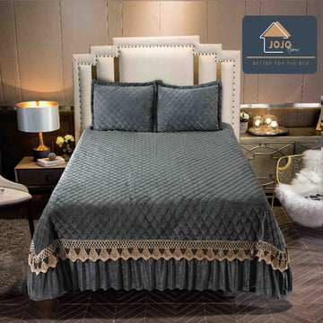 Cuvertura pat din Catifea - Set 3 Piese | Confort si Eleganta pentru Dormitor | COD 1022-J