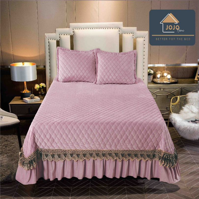 Cuvertura pat din Catifea - Set 3 Piese | Confort si Eleganta pentru Dormitor | COD 1023-J