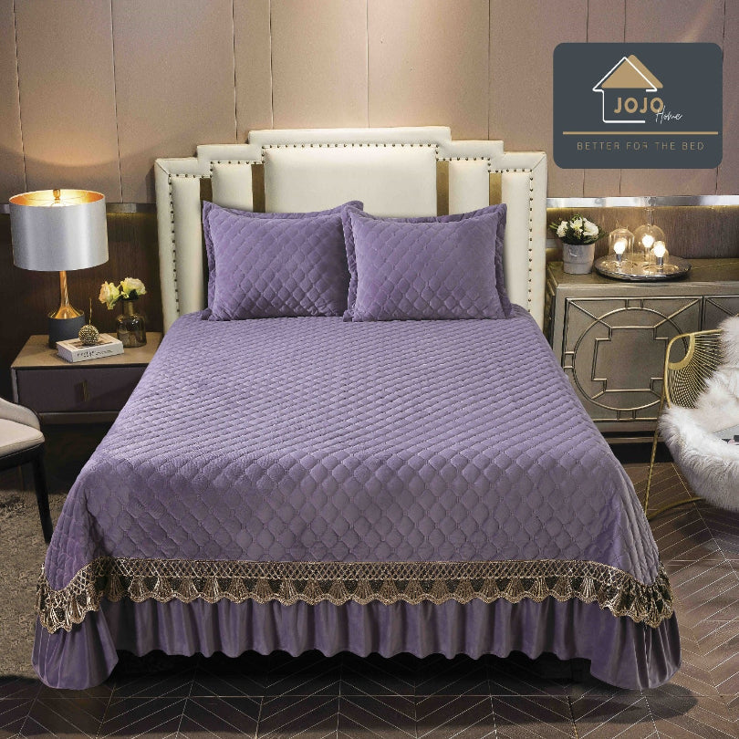 Cuvertura pat din Catifea - Set 3 Piese | Confort si Eleganta pentru Dormitor | COD 1024-J
