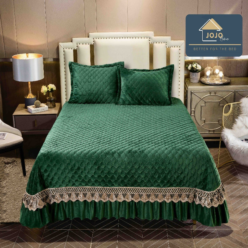 Cuvertura pat din Catifea - Set 3 Piese | Confort si Eleganta pentru Dormitor | COD 1025-J