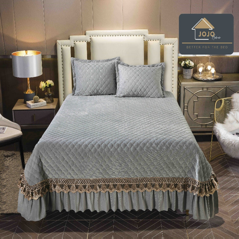 Cuvertura pat din Catifea - Set 3 Piese | Confort si Eleganta pentru Dormitor | COD 1026-J