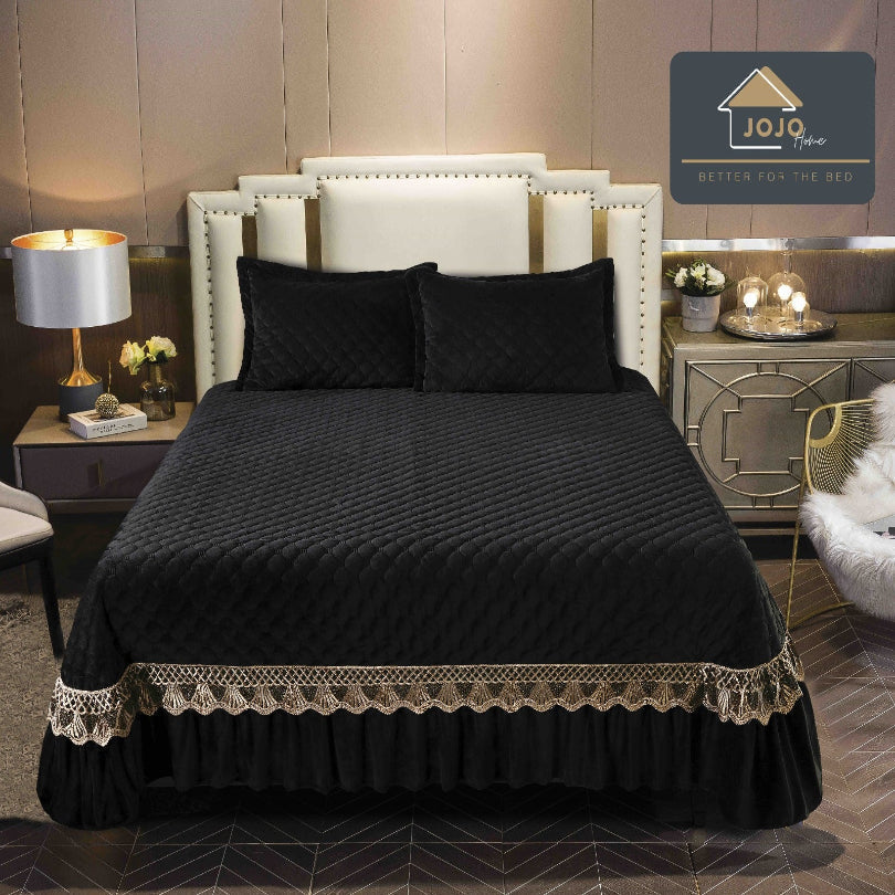 Cuvertura pat din Catifea - Set 3 Piese | Confort si Eleganta pentru Dormitor | COD 1027-J