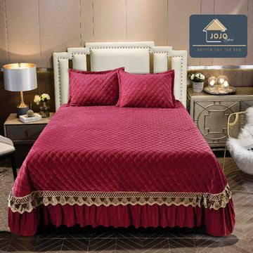 Cuvertura pat din Catifea - Set 3 Piese | Confort si Eleganta pentru Dormitor | COD 1028-J