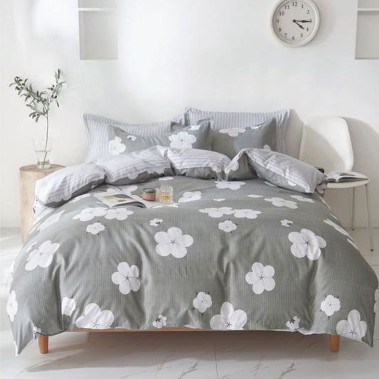 Set lenjerie de pat bumbac satinat 4 piese – Design rafinat și textura delicata, Cod 0901-S