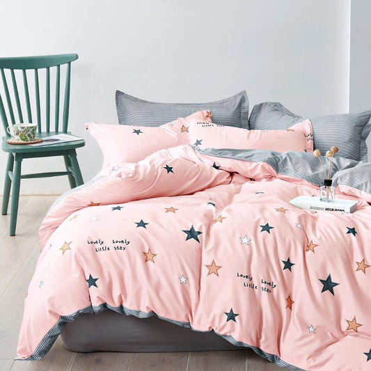 Set lenjerie de pat bumbac satinat 4 piese – Design rafinat și textura delicata, Cod 0904-S