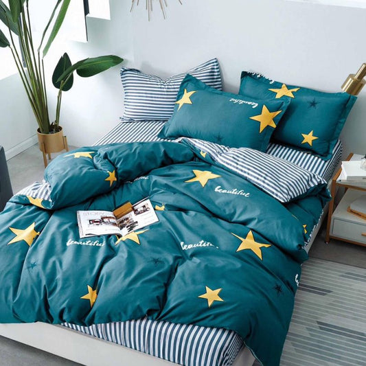 Set lenjerie de pat bumbac satinat 4 piese – Design rafinat și textura delicata, Cod 0905-S