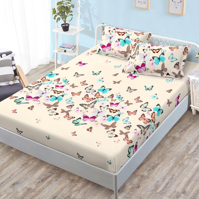 Husa de Pat din Bumbac Finet – Set 3 Piese pentru Confort si Eleganta | COD 1079-S