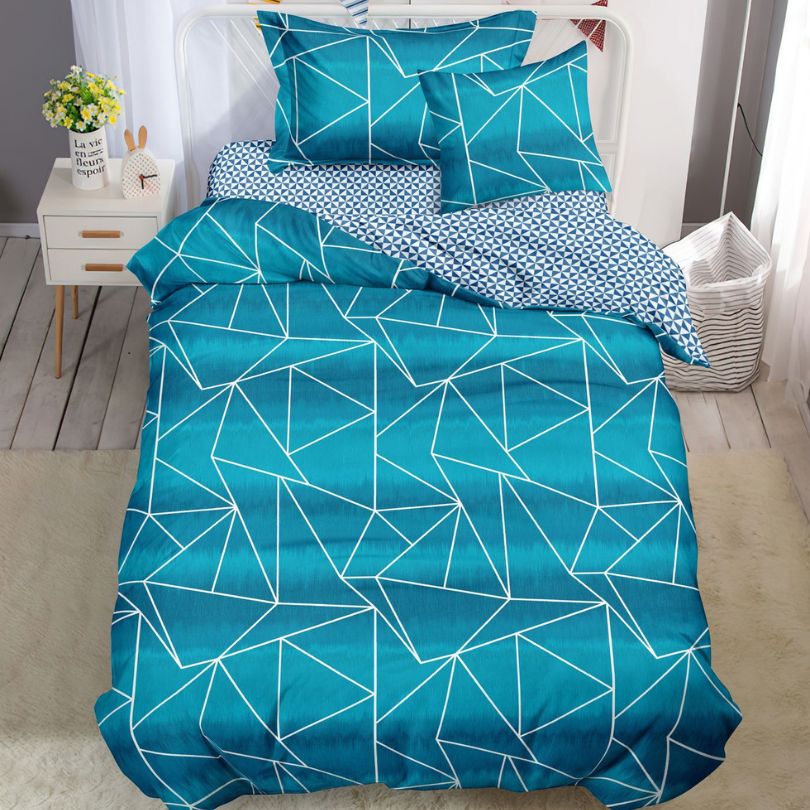 Lenjerie de Pat Bumbac Finet 1 Persoana – 4 Piese. Confort Premium si Design Modern | COD 1220-S