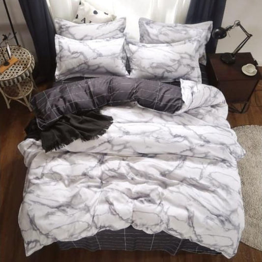 Set lenjerie de pat bumbac satinat 4 piese – Design rafinat și textura delicata, Cod 0909-S