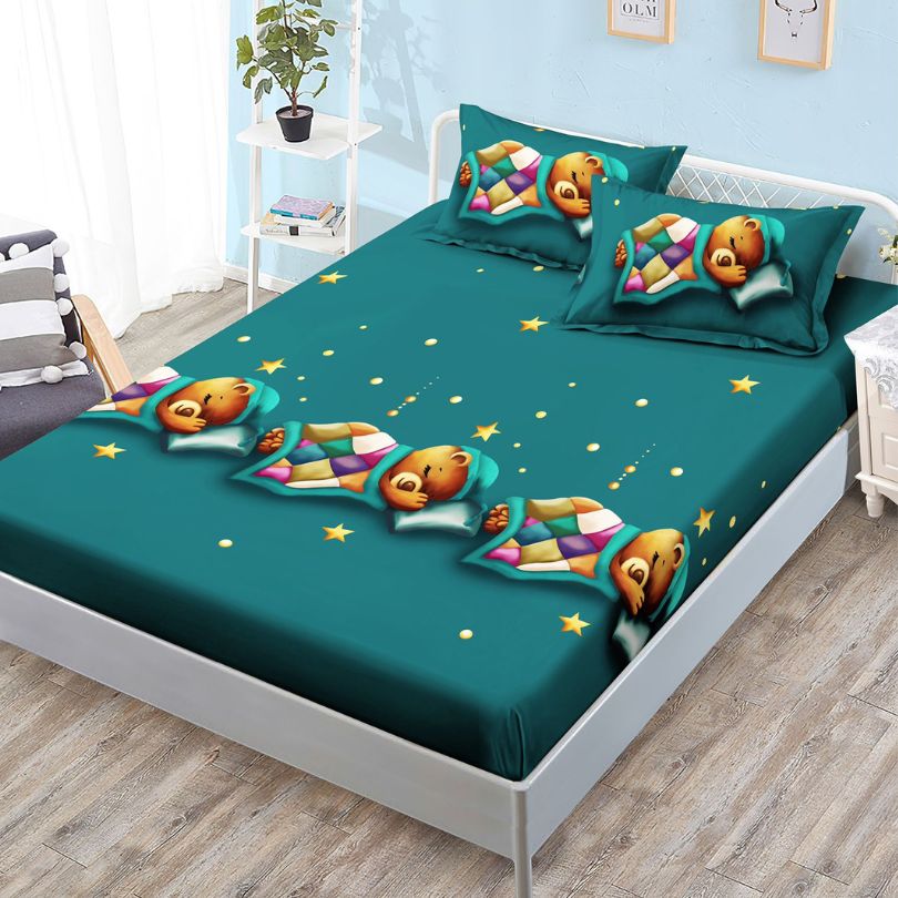 Husa de Pat din Bumbac Finet – Set 3 Piese pentru Confort si Eleganta | COD 1091-S