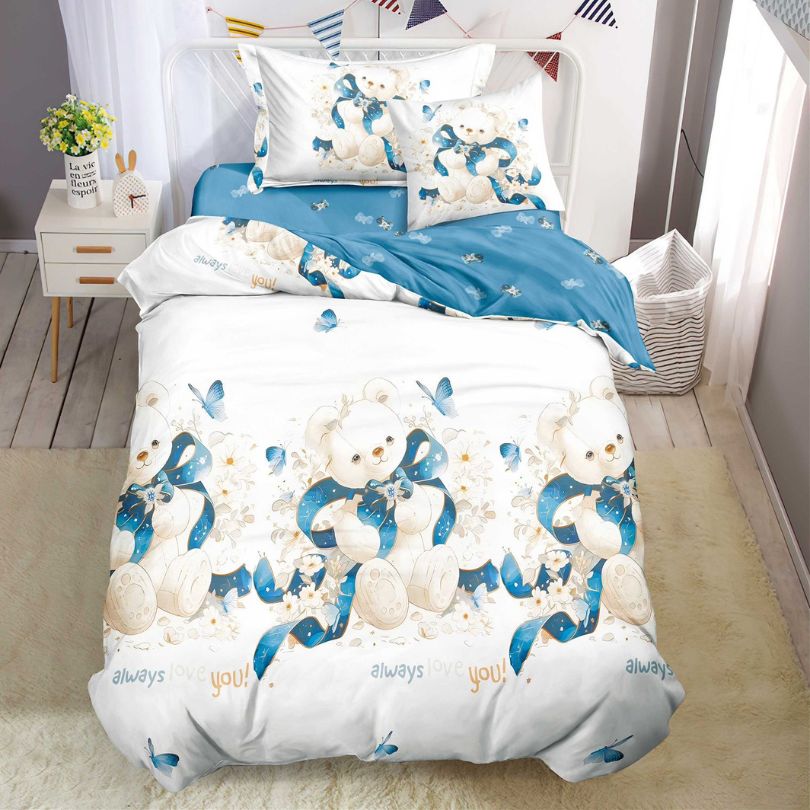 Lenjerie de Pat Bumbac Finet 1 Persoana – 4 Piese. Confort Premium si Design Modern | COD 1232-S