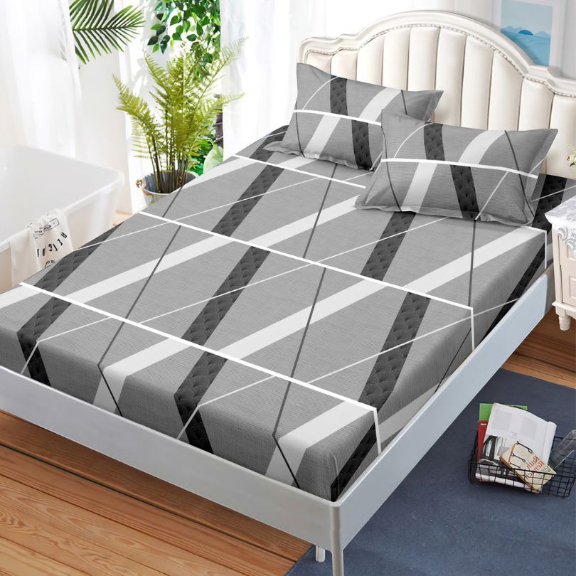 Husa de Pat din Bumbac Finet – Set 3 Piese pentru Confort si Eleganta | COD 1096-S