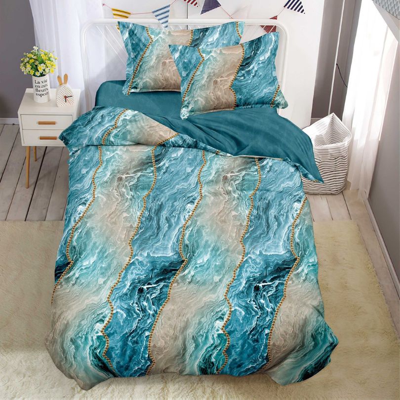 Lenjerie de Pat Bumbac Finet 1 Persoana – 4 Piese. Confort Premium si Design Modern | COD 1234-S