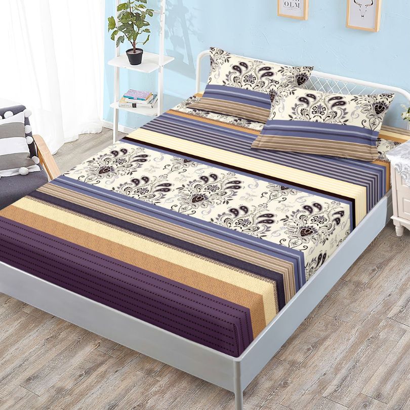 Husa de Pat din Bumbac Finet – Set 3 Piese pentru Confort si Eleganta | COD 1098-S