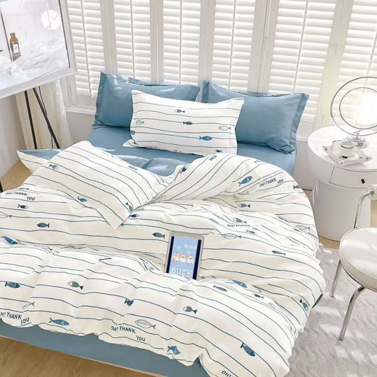 Lenjerie de pat bumbac finet cu elastic – 6 piese: Confort si stil pentru un somn odihnitor  | COD 0424-S