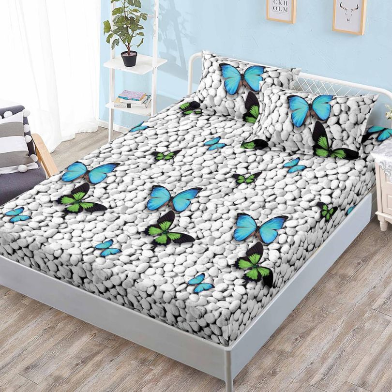 Husa de Pat din Bumbac Finet – Set 3 Piese pentru Confort si Eleganta | COD 1067-S