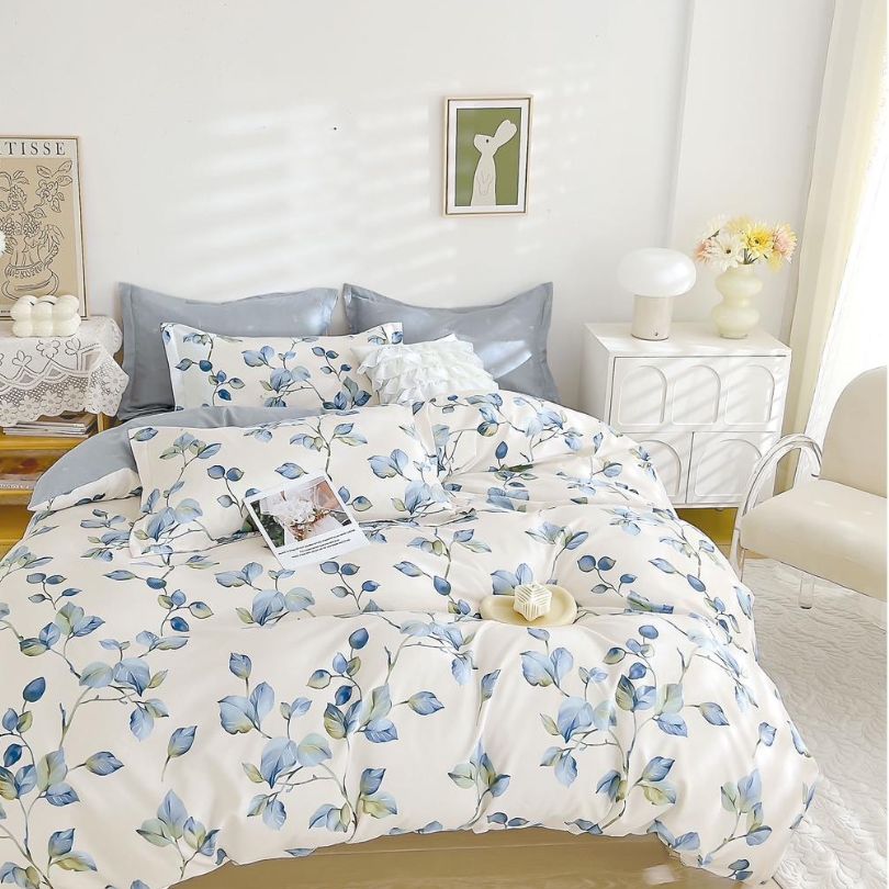 Lenjerie de pat bumbac finet cu elastic – 6 piese: Confort si stil pentru un somn odihnitor  | COD 0431-S