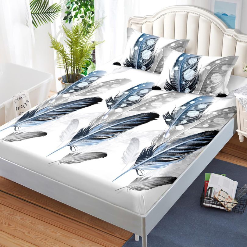 Husa de Pat din Bumbac Finet – Set 3 Piese pentru Confort si Eleganta | COD 1105-S