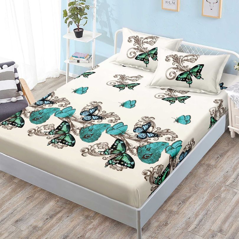 Husa de Pat din Bumbac Finet – Set 3 Piese pentru Confort si Eleganta | COD 1108-S