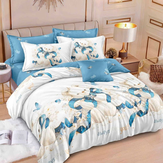 Lenjerie de pat bumbac finet cu elastic – 6 piese: Confort si stil pentru un somn odihnitor  | COD 0446-S