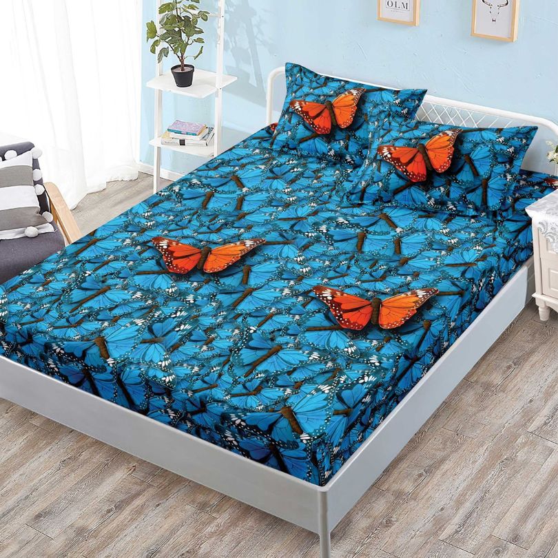 Husa de Pat din Bumbac Finet – Set 3 Piese pentru Confort si Eleganta | COD 1123-S