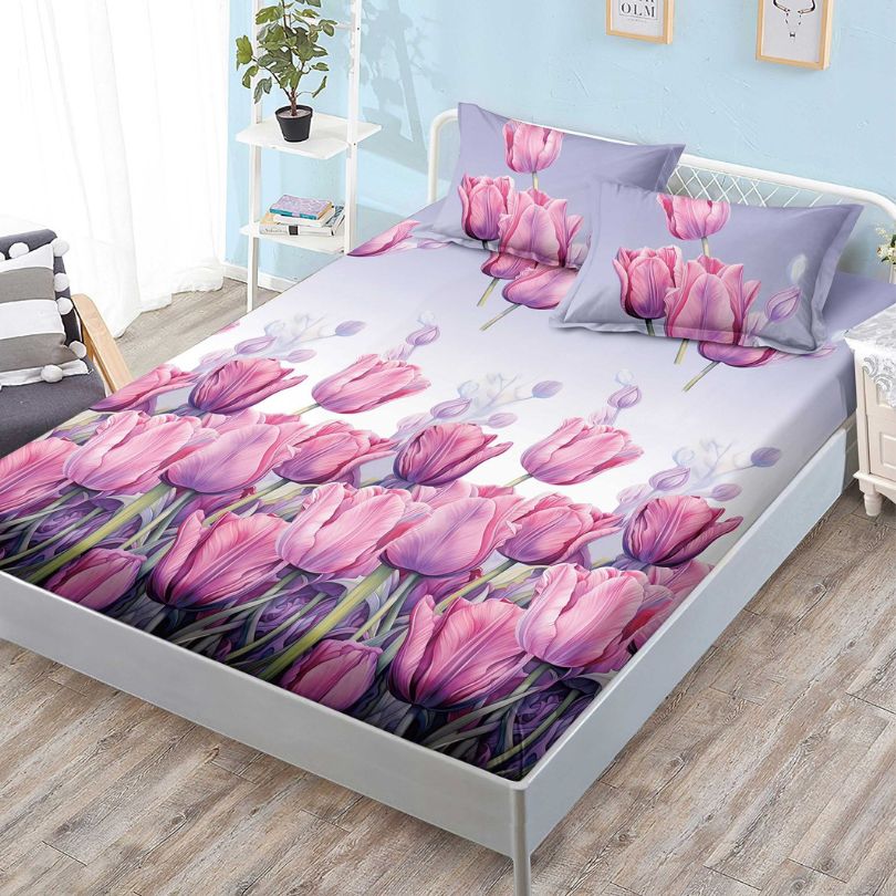 Husa de Pat din Bumbac Finet – Set 3 Piese pentru Confort si Eleganta | COD 1125-S