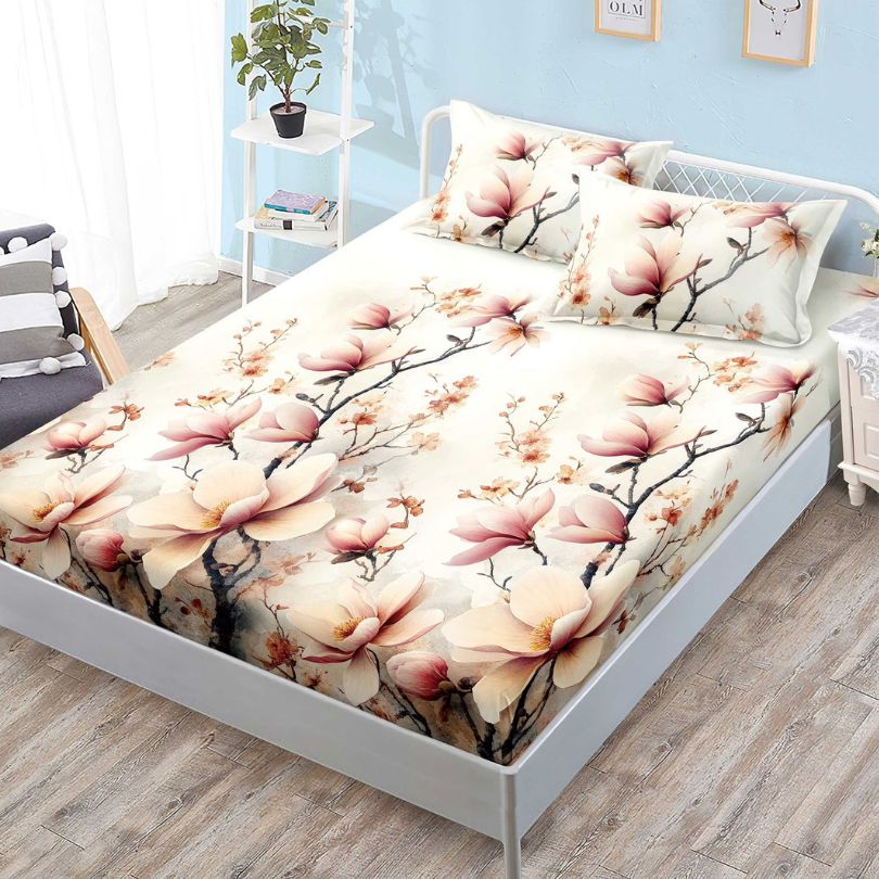 Husa de Pat din Bumbac Finet – Set 3 Piese pentru Confort si Eleganta | COD 1132-S