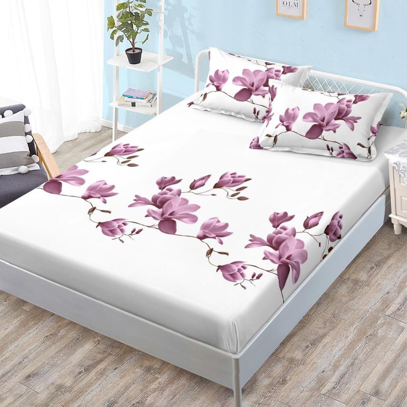 Husa de Pat din Bumbac Finet – Set 3 Piese pentru Confort si Eleganta | COD 1071-S